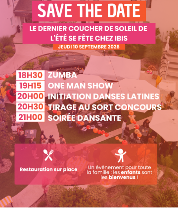 Soirée gratuite au Ibis – Dernier coucher de soleil