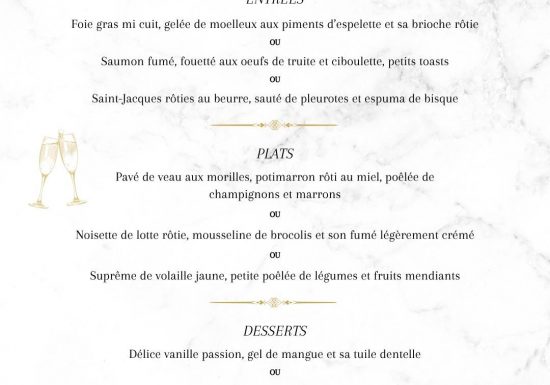 Menu festif du réveillon – Restaurant l’Autographe