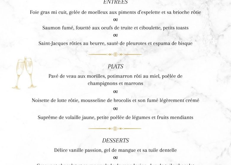 Menu festif du réveillon – Restaurant l’Autographe