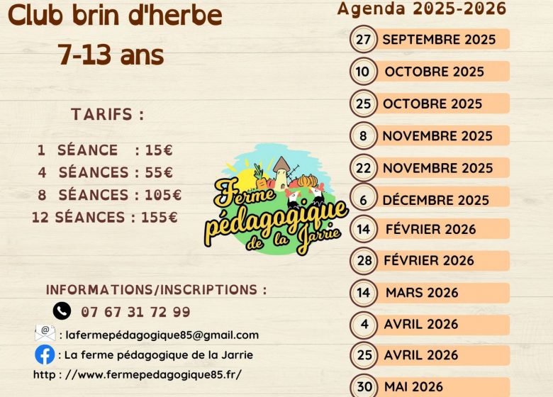 Activités enfant – Club brin d’herbes à La Ferme pédagogique de la Jarrie