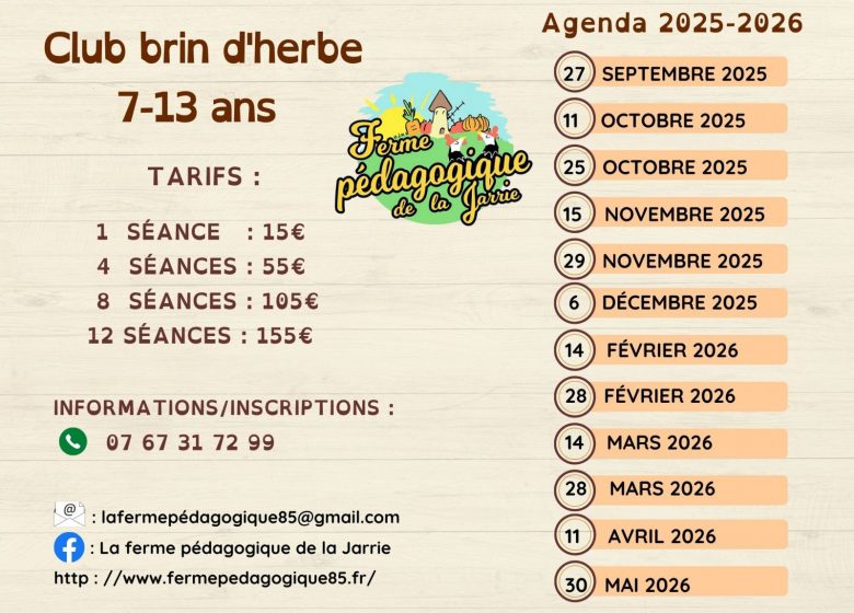 Activités enfant – Club brin d’herbes à La Ferme pédagogique de la Jarrie