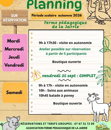 Ferme pédagogique de la Jarrie – programme dautomne 2026