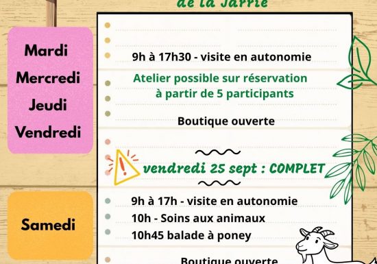 Ferme pédagogique de la Jarrie – programme dautomne 2026