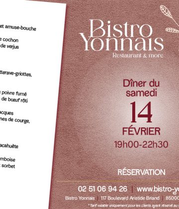 Menu Saint-Valentin au Bistro Yonnais