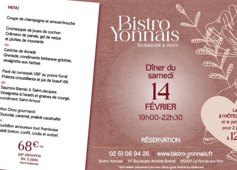 Menu Saint-Valentin au Bistro Yonnais