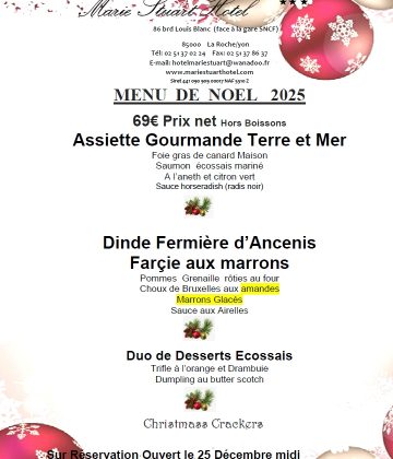 Menu de Noël – Restaurant du Marie Stuart