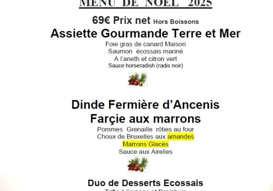 Menu de Noël – Restaurant du Marie Stuart