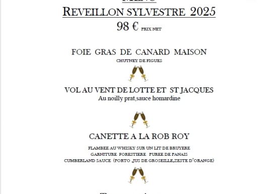 Menu du réveillon de la Saint Sylvestre – Restaurant le Marie Stuart