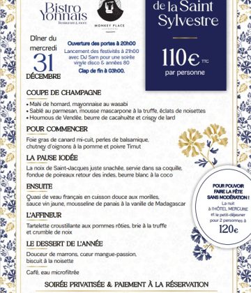 Menu du nouvel an – Bistro Yonnais & Monkey Place