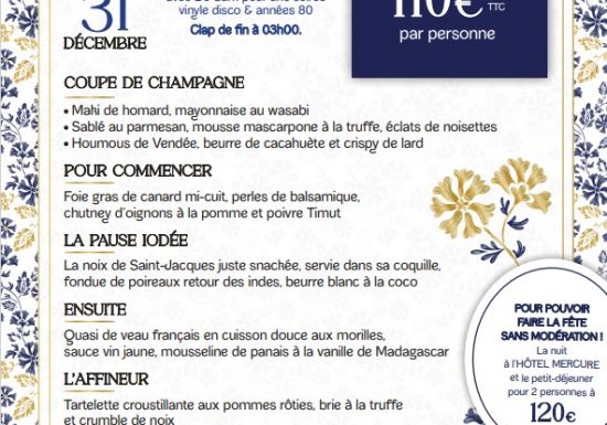 Menu du nouvel an – Bistro Yonnais & Monkey Place