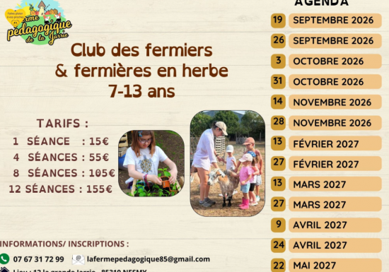 Club des fermiers et fermières en herbe à La Ferme pédagogique de la Jarrie