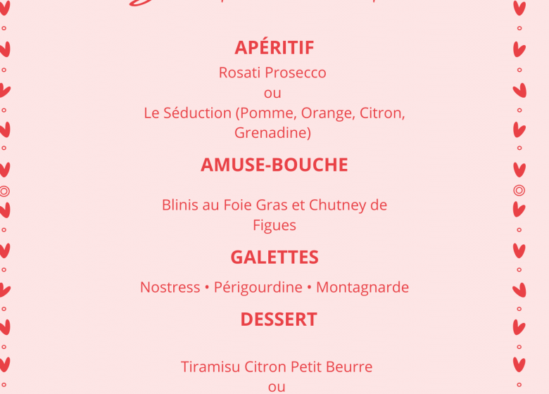 Menu Saint Valentin au Nostress