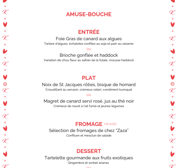 Menu Saint-Valentin – Restaurant Le Karo