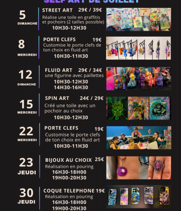 Programme Ateliers Self&rsquo;Art Juillet