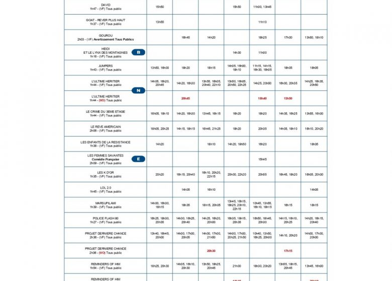 PROGRAMME DU CINEVILLE LRSY DU 25 AU 31 MARS