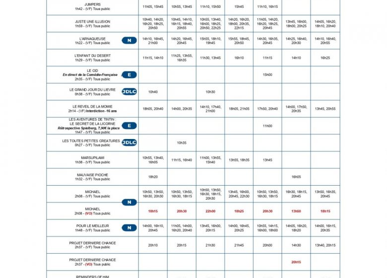 PROGRAMME DU CINEVILLE LRSY DU 22 AU 28 AVRIL