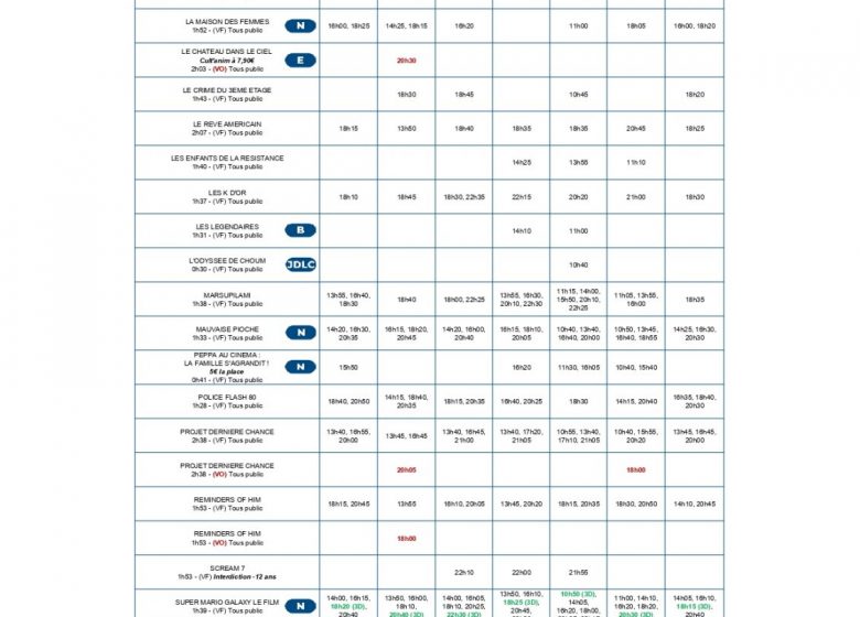 PROGRAMME DU CINEVILLE LRSY DU 01/04 AU 07/04