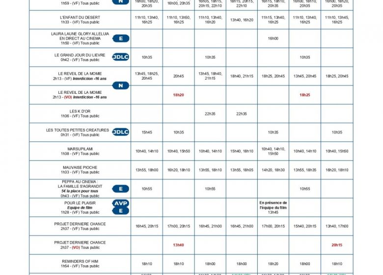 PROGRAMME DU CINEVILLE LRSY DU 15/04 AU 21/04