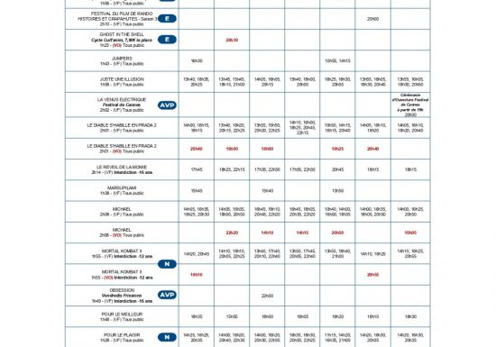 PROGRAMME DU CINEVILLE LRSY DU 06 AU 12 MAI