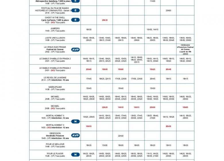 PROGRAMME DU CINEVILLE LRSY DU 06 AU 12 MAI