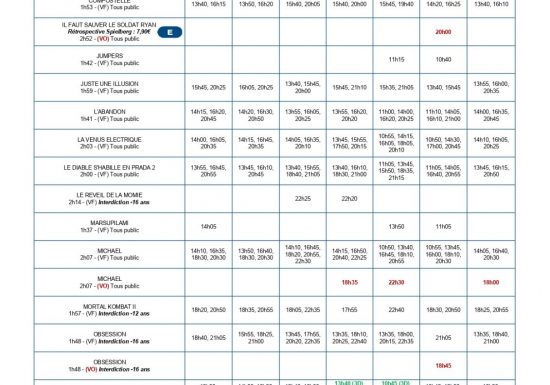 PROGRAMME DU CINEVILLE LRSY DU 20 AU 26 MAI