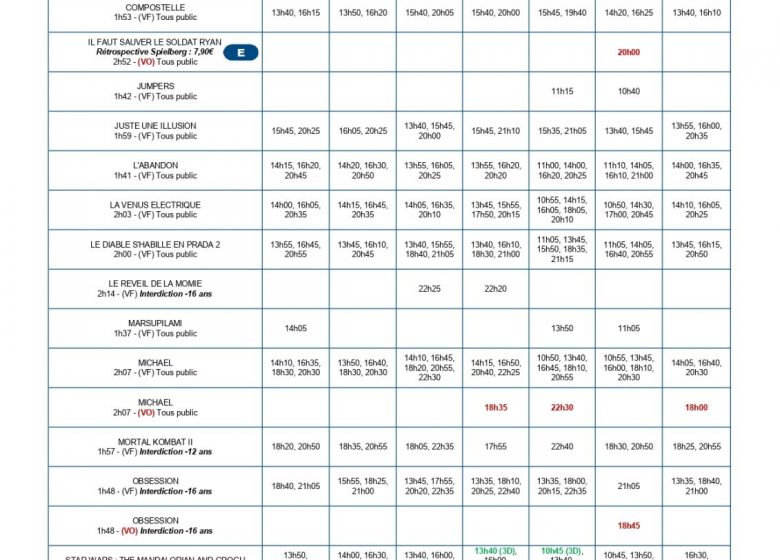 PROGRAMME DU CINEVILLE LRSY DU 20 AU 26 MAI