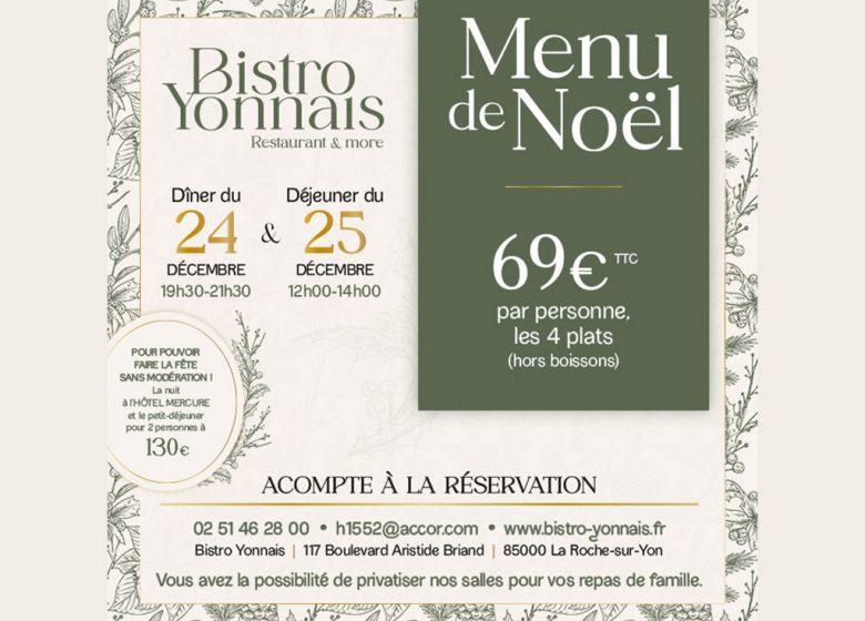 Menu de Noël au Bistro Yonnais