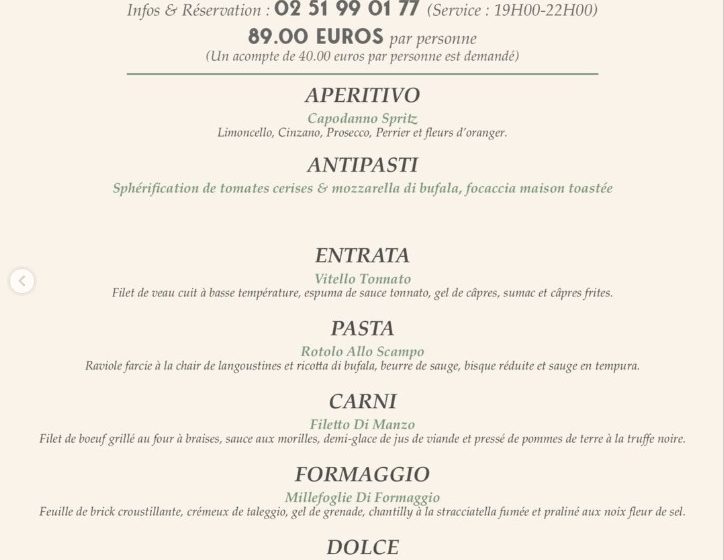 Trattoria Ida – Menu de la Saint Sylvestre