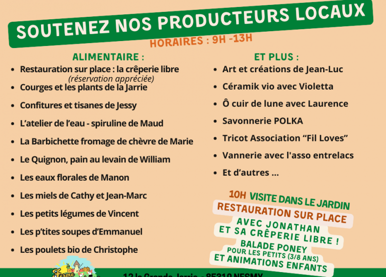 Marché des producteurs à la Ferme pédagogique de la Jarrie