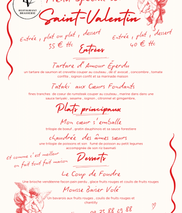 Menu de la Saint Valentin à l&rsquo;incontournable Vendéen
