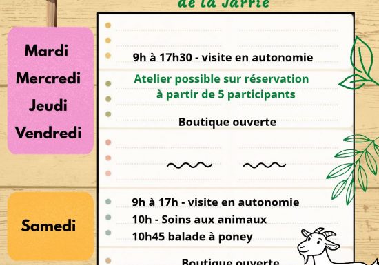 Ateliers et visites à la La Ferme pédagogique de la Jarrie