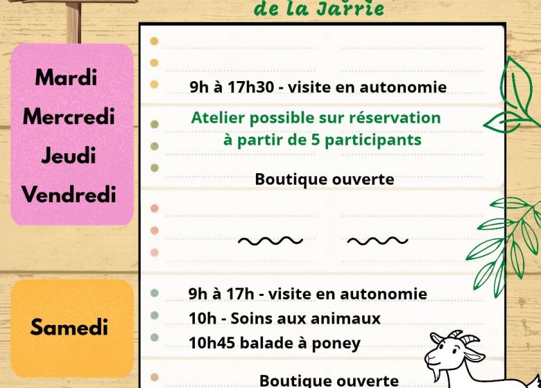 Ateliers et visites à la La Ferme pédagogique de la Jarrie