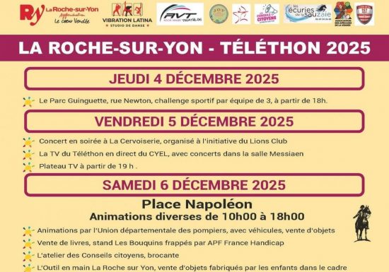 Programme téléthon la Roche-sur-Yon 2025