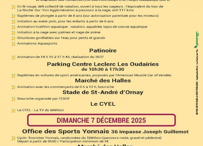 Programme téléthon la Roche-sur-Yon 2025